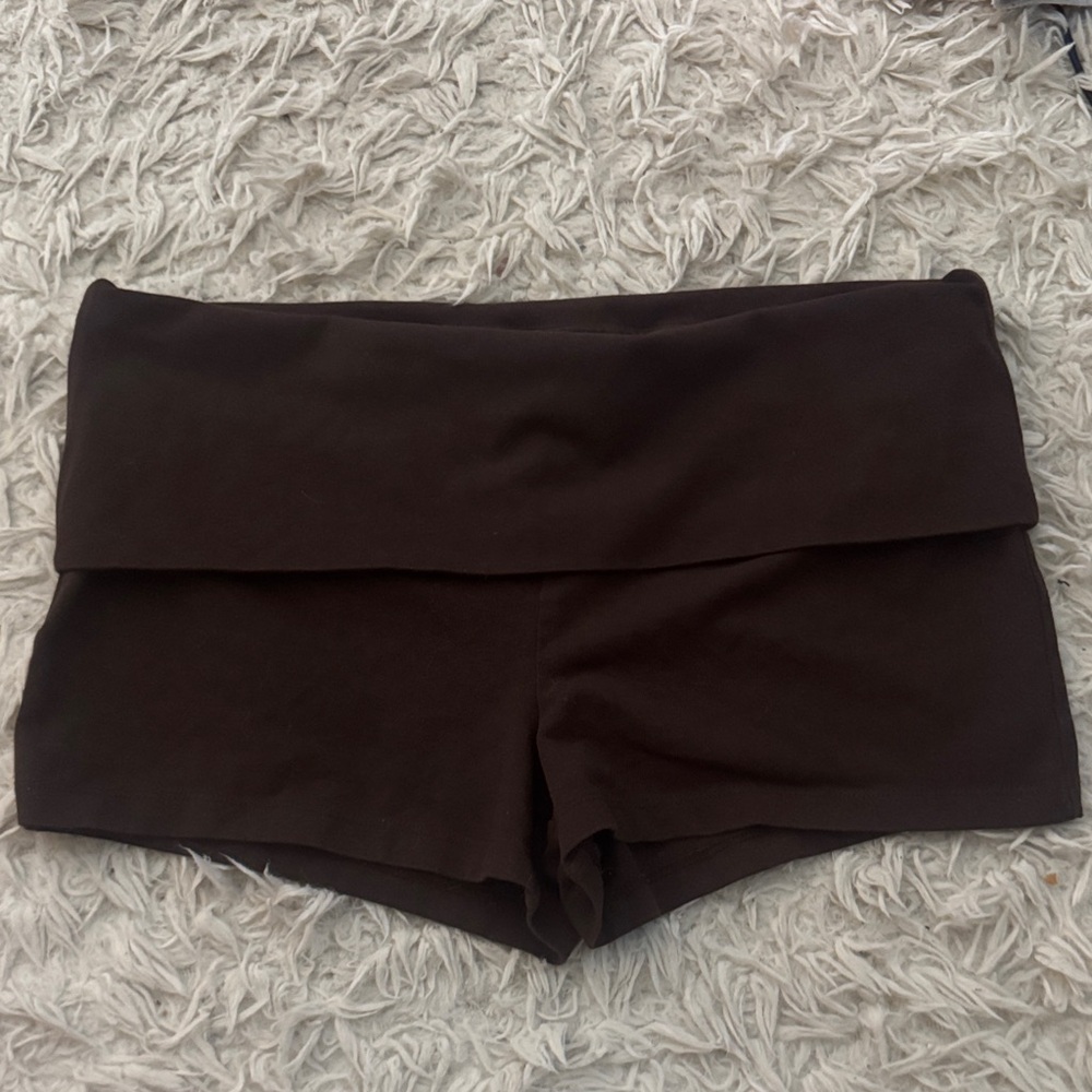 Women's Fold-Over Waist Brown Shorts